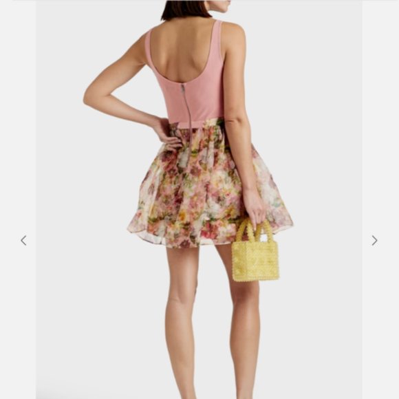 ALICE + OLIVIA Chara Mixed Media Mini Dress - Picture 3 of 10